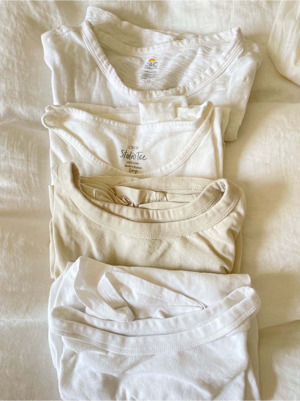 C&C California Mixed White and Cream Cotton Tee Set